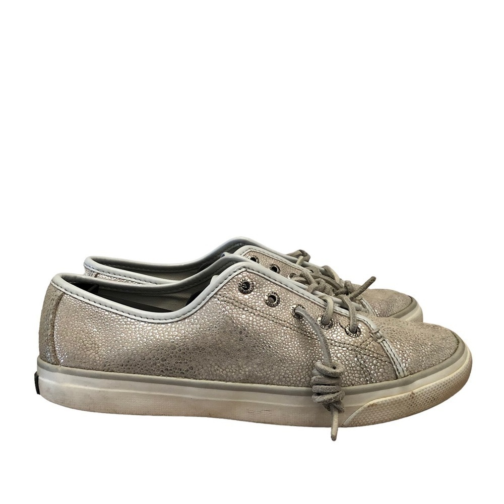 Sperry Seacoast Silver White Metallic‎ Low Top Sneaker 7.5
